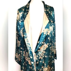 FLORAL TEAL SATIN ROBE